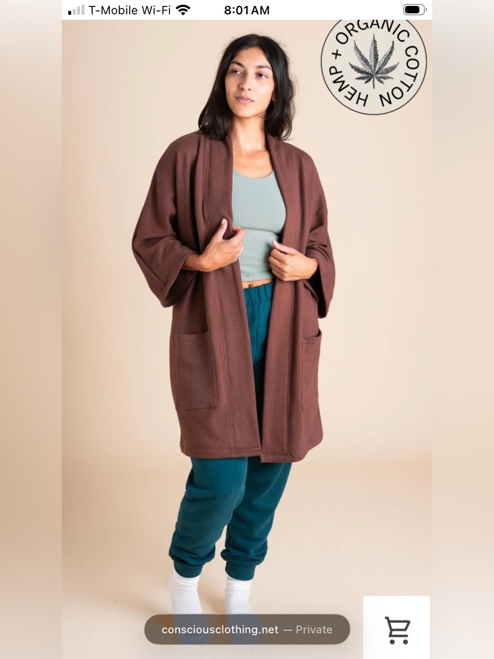 Fleece Hemp cardigan robe, S